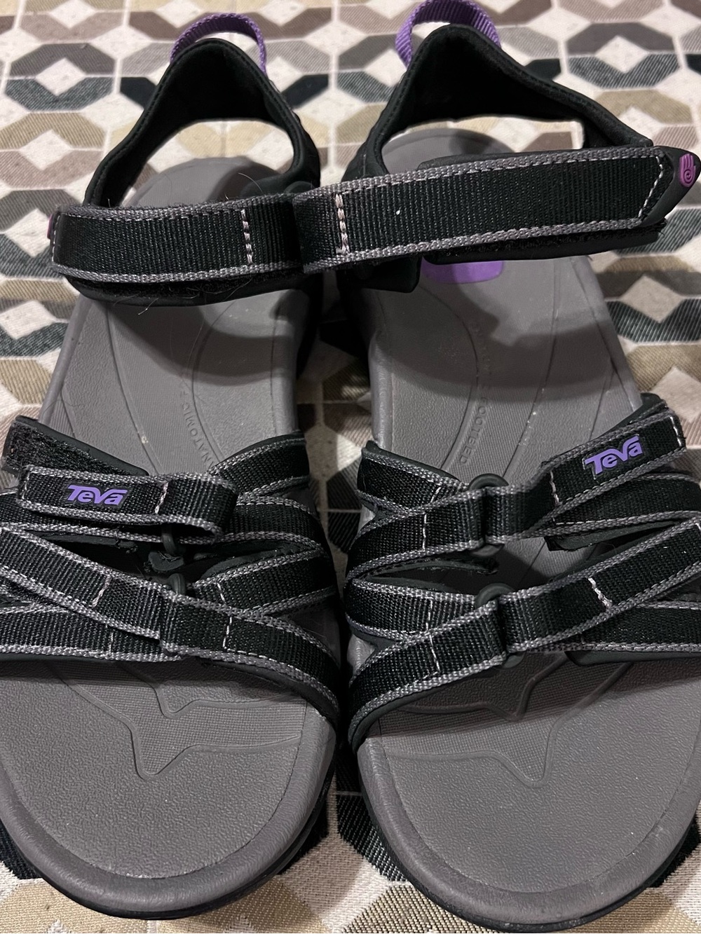 Teva Spider Rubber Sport Hiking Sandals Women’s 7 Black Purple Strappy